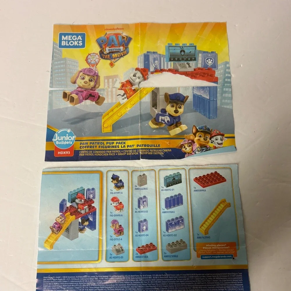 Mega Bloks Paw Patrol The Movie Pup Pack Marshall Chase Skye Set & Rubble Truck